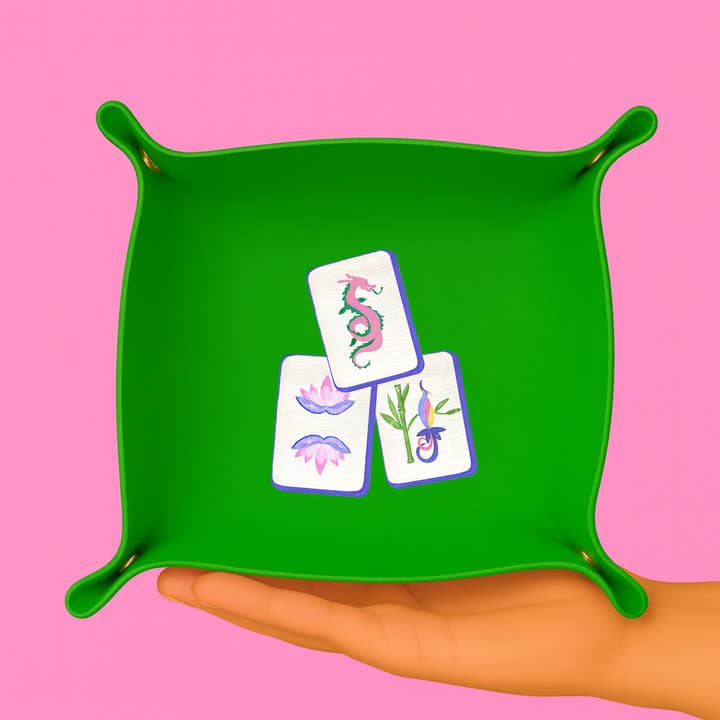 Mahjong Tile Gift Trinket Gift Tray Mahjong Catchall Green