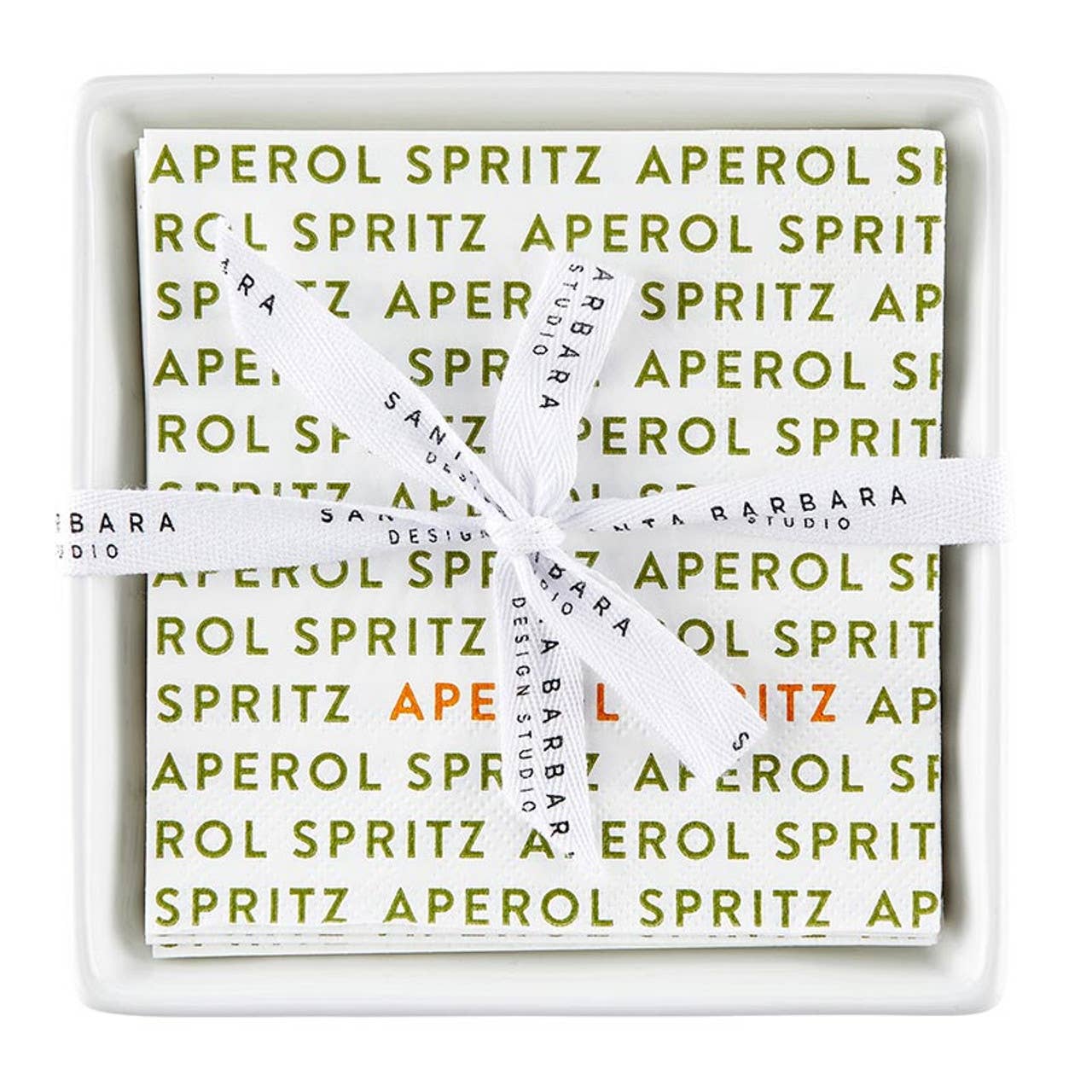 Ceramic Napkin Tray + Napkins - Spritz: Ceramic, Paper, Ribbon