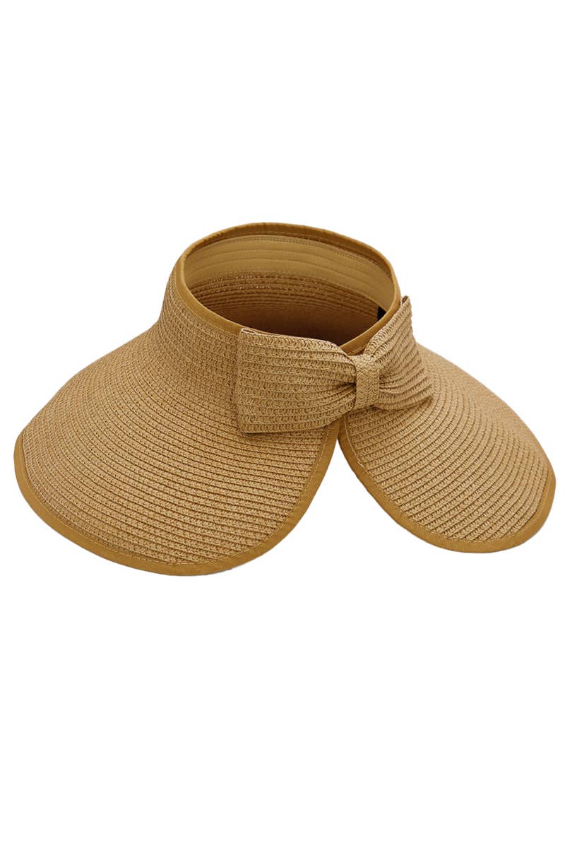 Pack and Go Paper Straw Wide Roll-Up Sun Hat: Tan