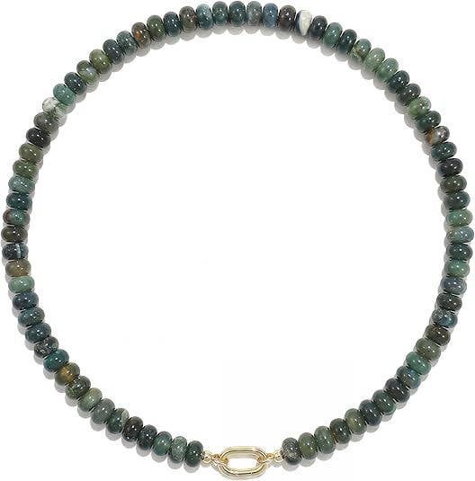 Rondelle Bead Necklace Detachable Oval Metal Buckle Dainty: Color_19 / M