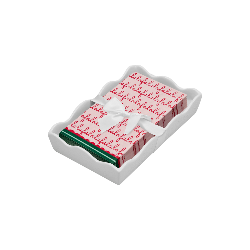 Tis the Season Ceramic Wave Napkin Tray with Guest Towels