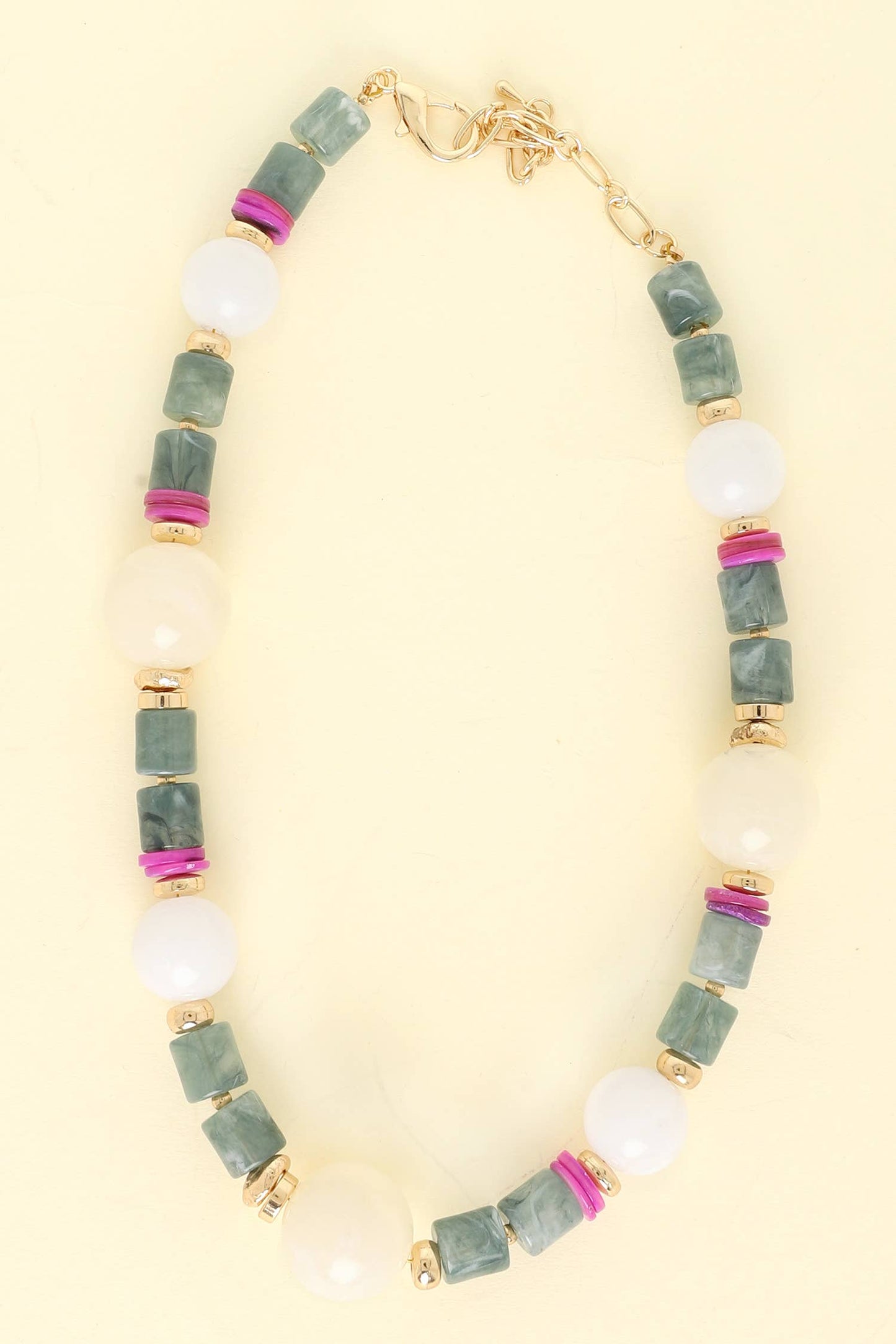 Multicolored Imitation Stone Bead Mala Necklace
