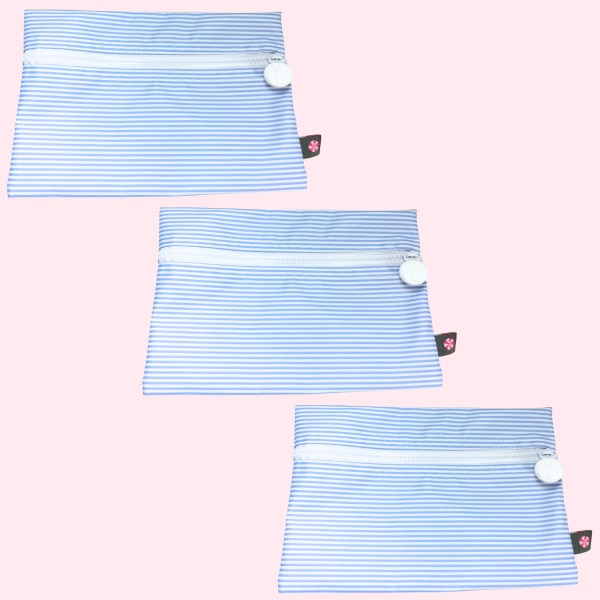 Baby Blue Preppy Stripe Cosmo Bag-Wipeable