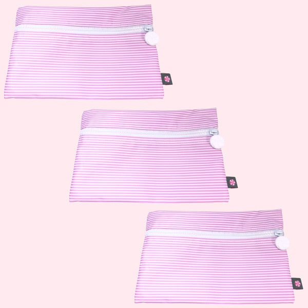 Pink Preppy Stripe Cosmo Bag-Wipeable