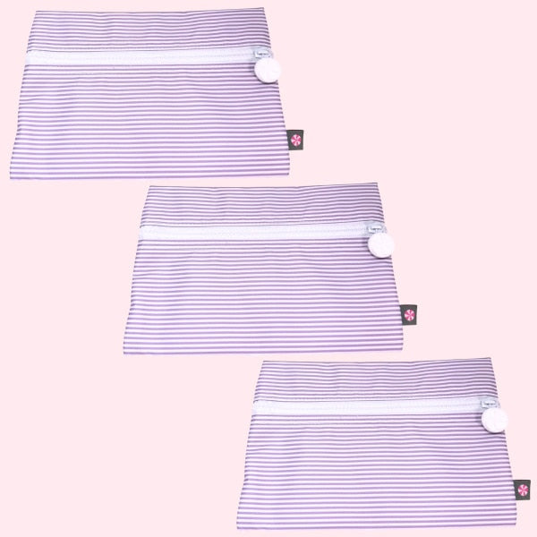 Lilac Preppy Stripe Cosmo Bag- Wipeable