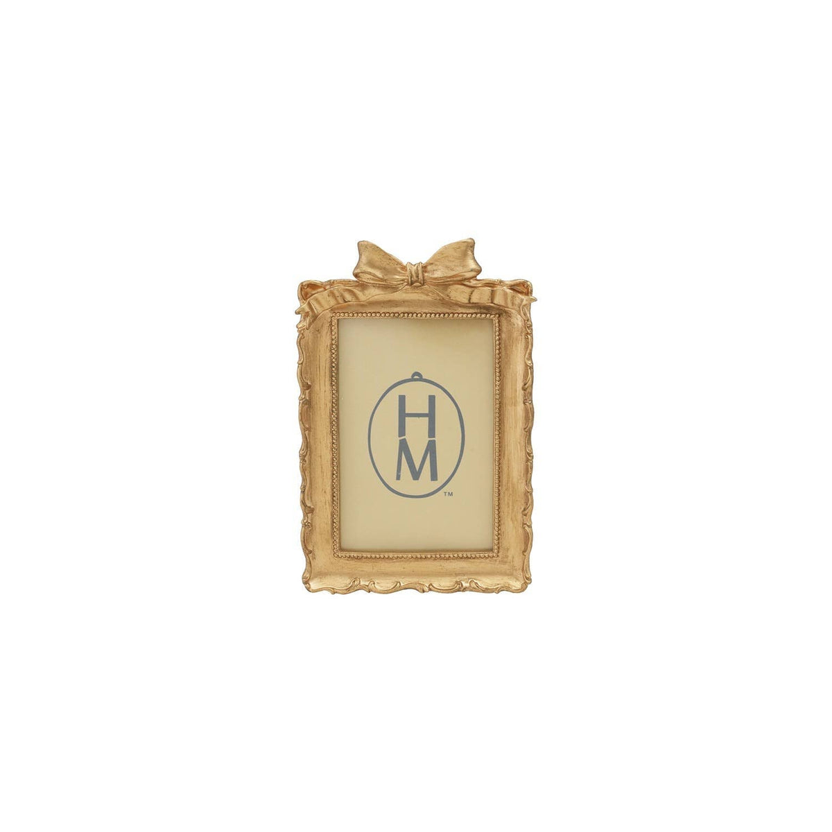 Resin Photo Frame W Bow, Gold Finish