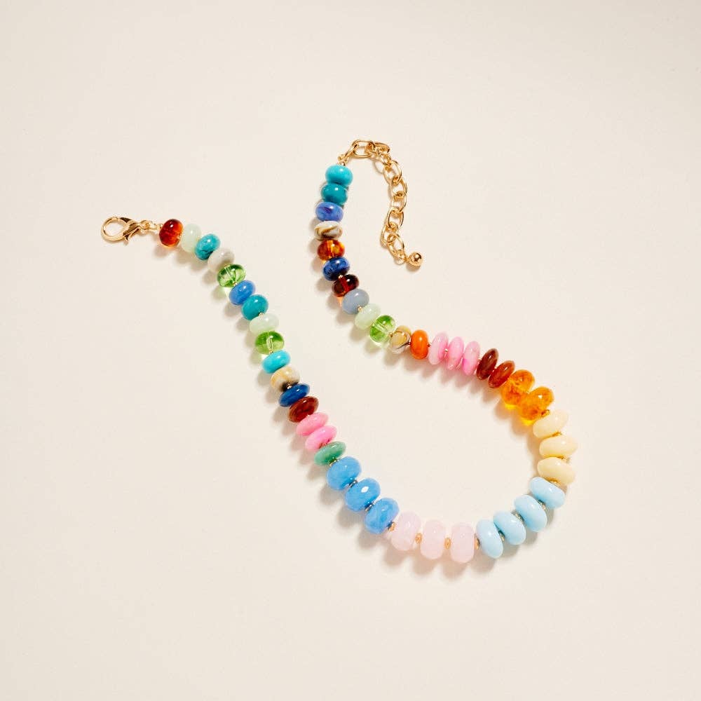 17 Inch Mixed Shaped Colored Resin Bead Necklace: Multi / ONE
