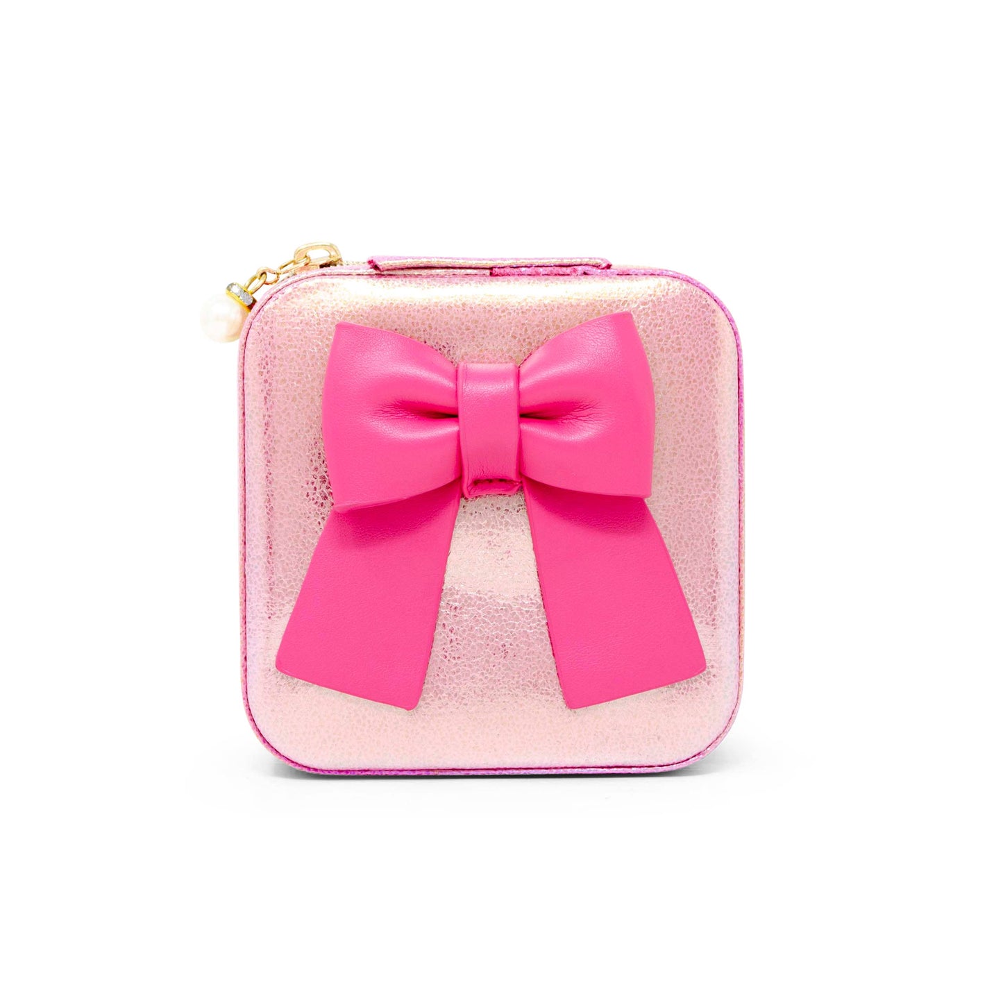 Shiny Jumbo Bow Jewelry Box: Hot Pink