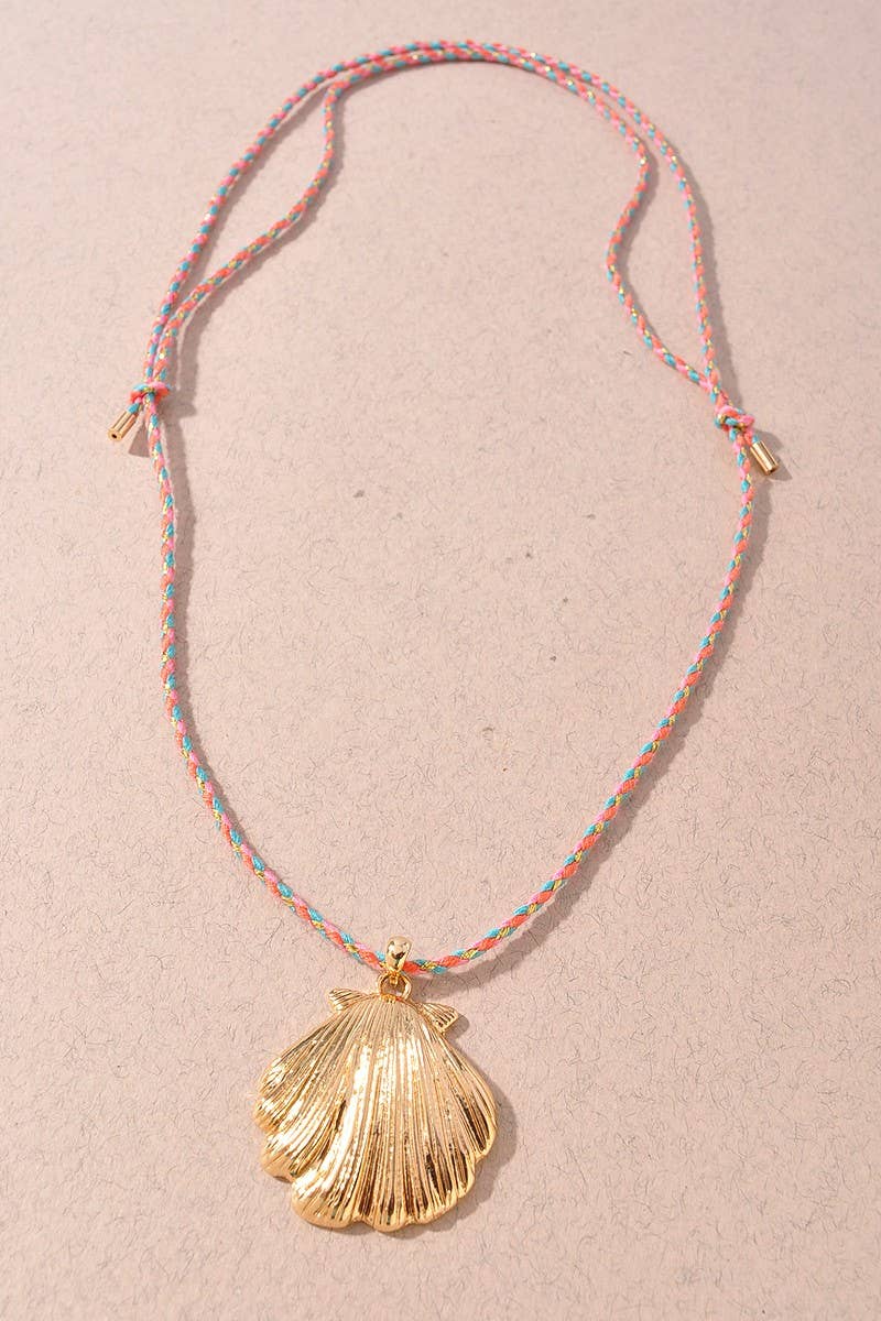 COTTON SHELL PENDANT NECKLACE: Pink