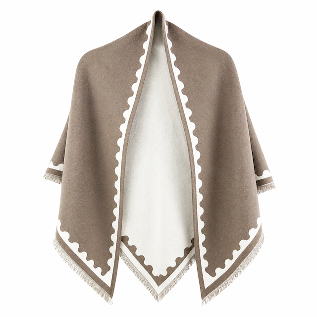 Scalloped Edge Elegance Triangle Wrap: 08 TAN