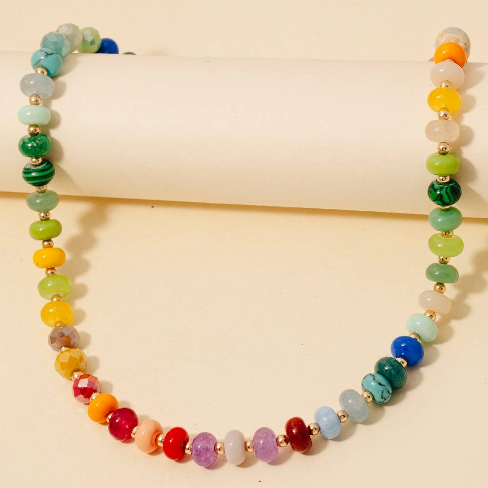 Round Stone Beaded Necklace: MUL2