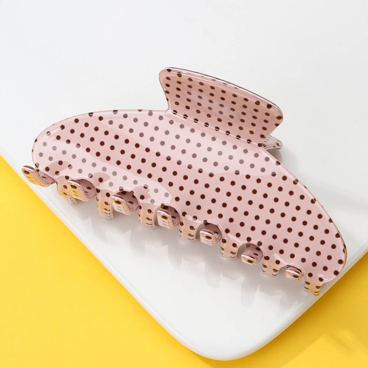 Polka Dot Hair Claw Clip | Beige