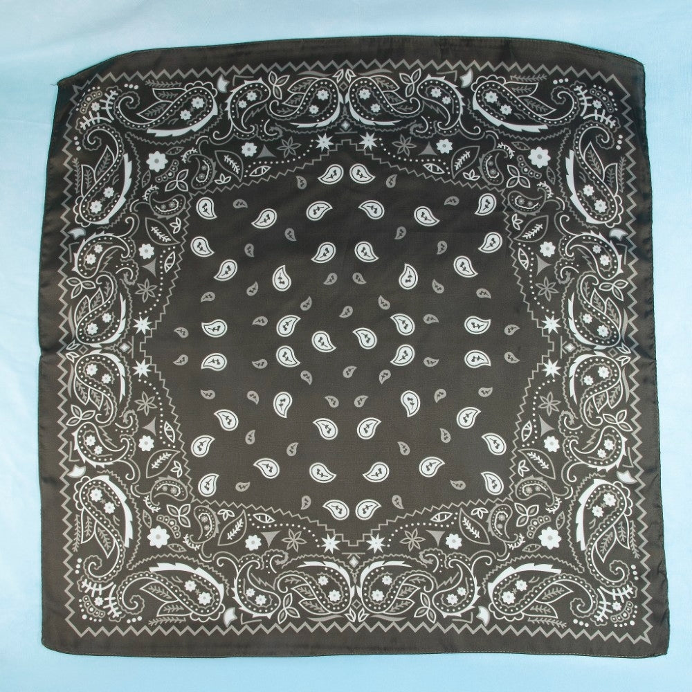 Bandana Paisley Print Satin Square Scarf: Navy