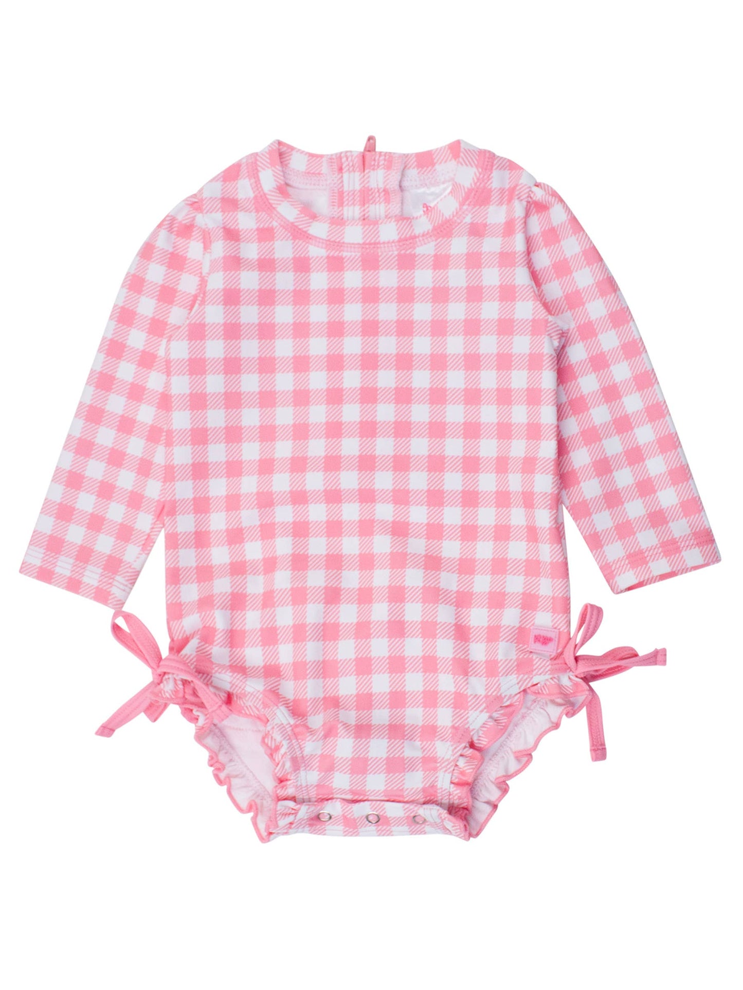 Baby Girls Bubblegum Gingham Long Sleeve One Piece Rash Guard