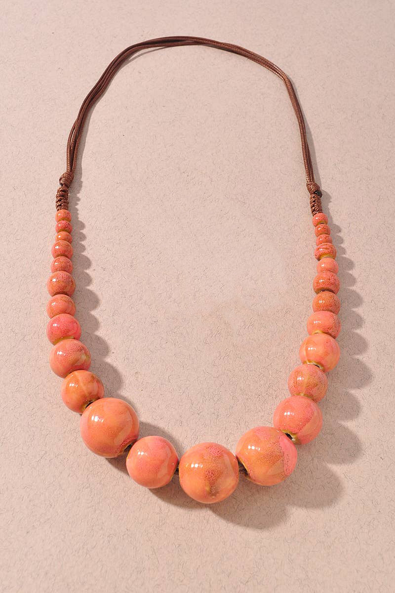 STONE BEAD STATEMENT NECKLACE: Pink