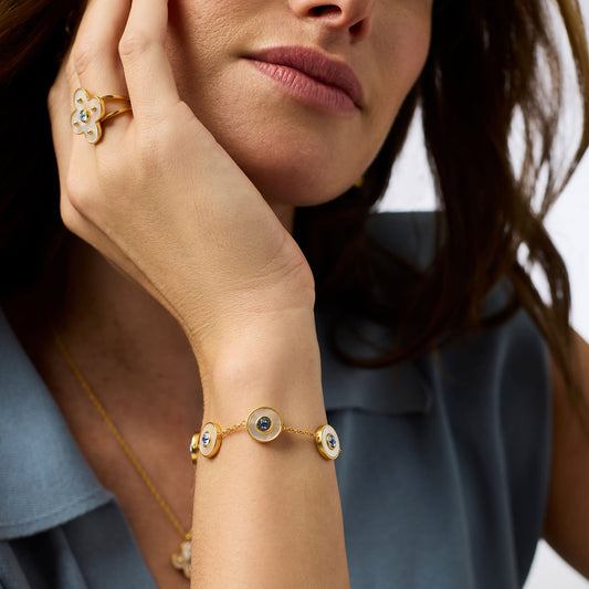 Colette Circle Delicate Bracelet in Chalcedony Blue