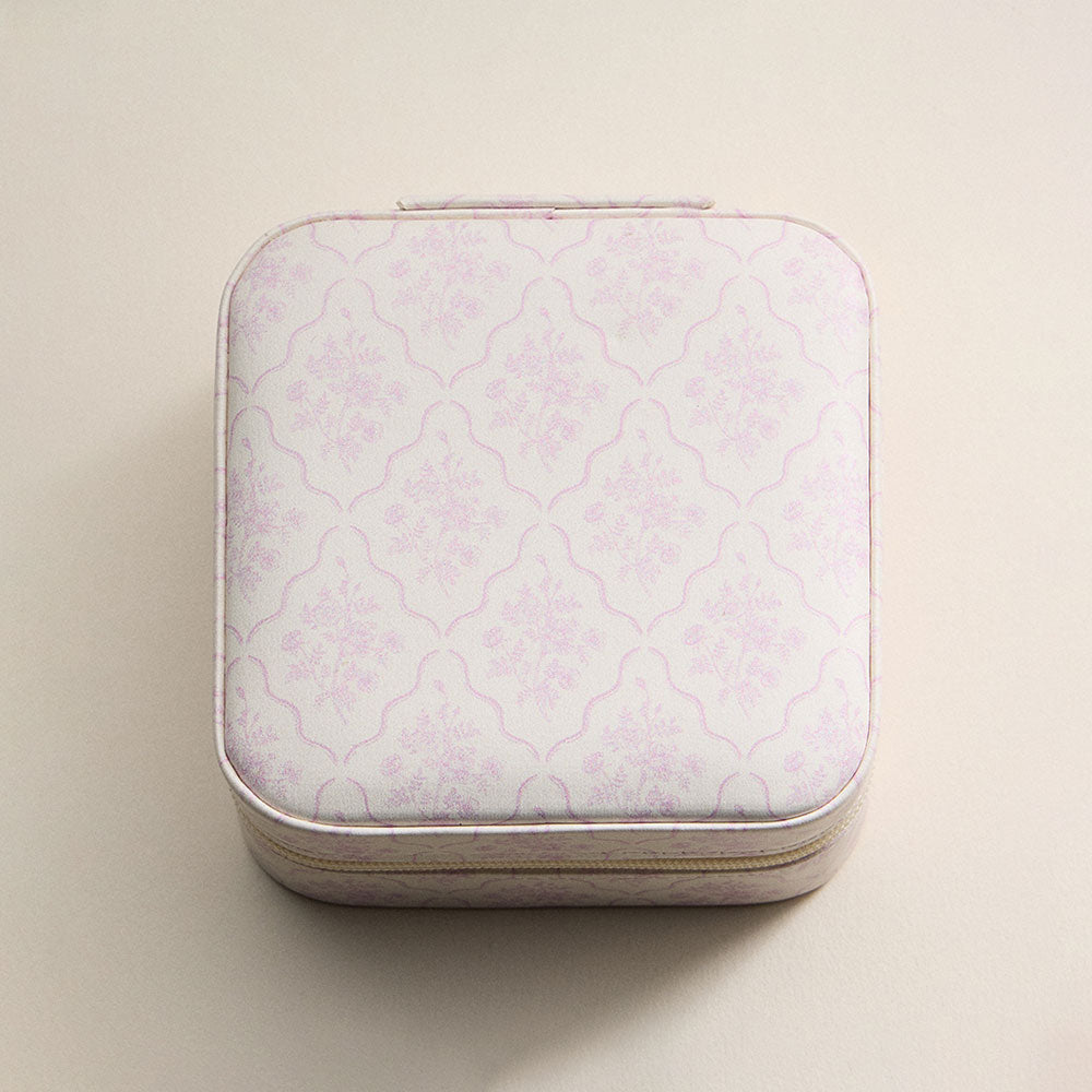 Floral Pattern Portable Square Jewelry Box
