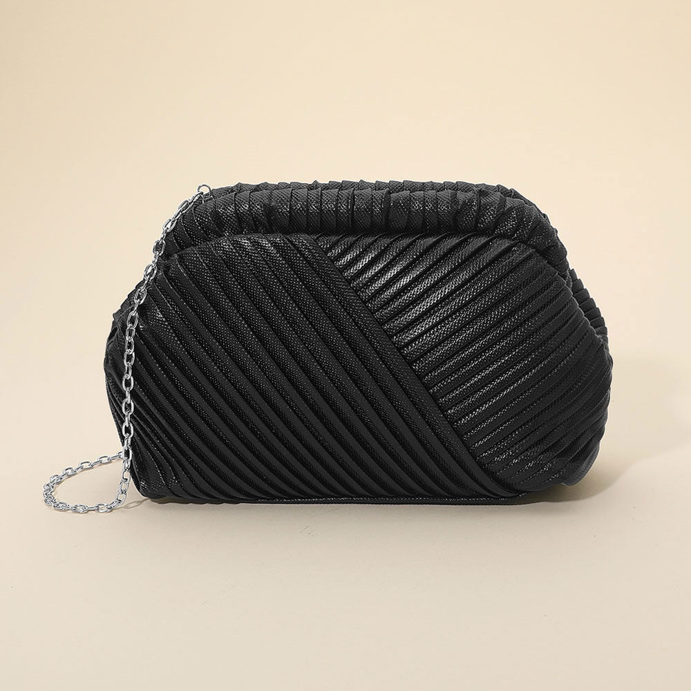 Faux Leather Textured Evening Clutch Crossbody Bag