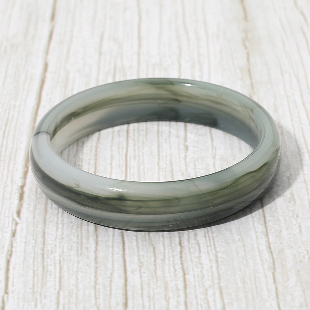 Chunky Marbled Resin Round Bangle Bracelet