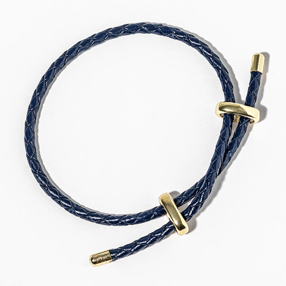 Faux Leather Braided Gold Dipped Tip Adjustable Bracelet