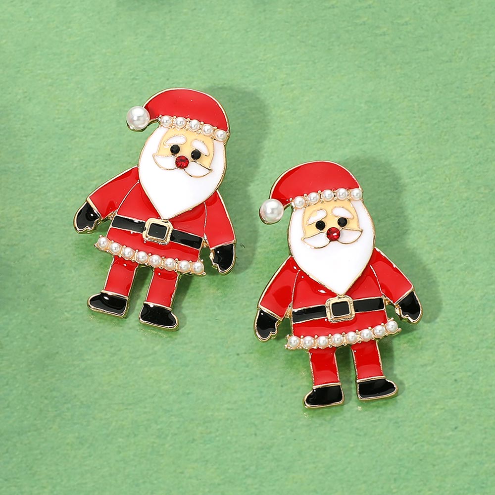 Pearl Trim Santa Claus Earrings
