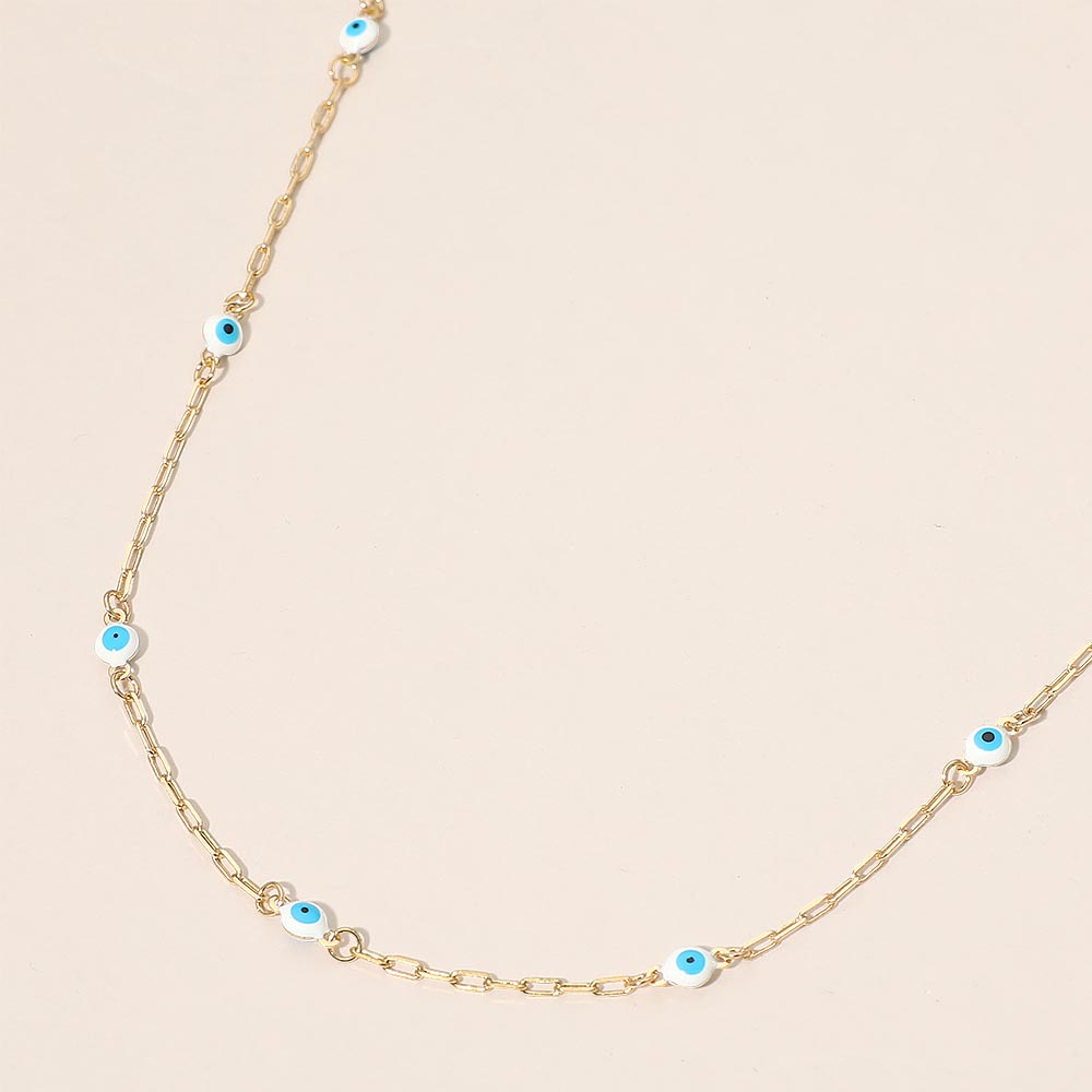 Evil Eye Bead Station Chain Necklace