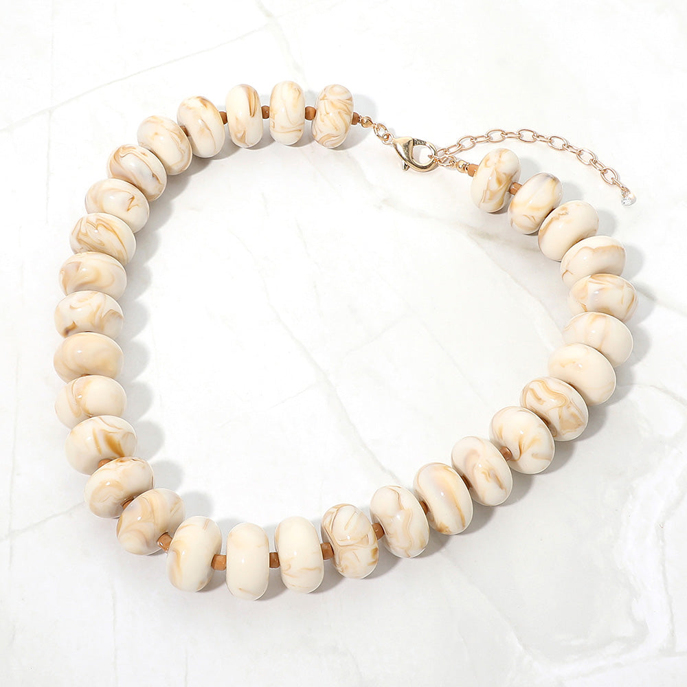 Chunky Swirl Beaded Statement Necklace in Ivory