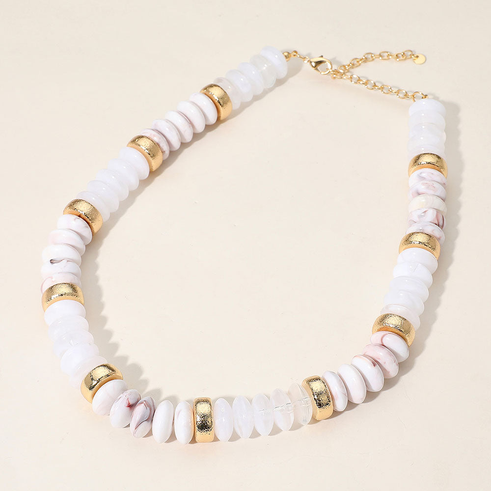 Chunky Resin Disc Beaded Necklace