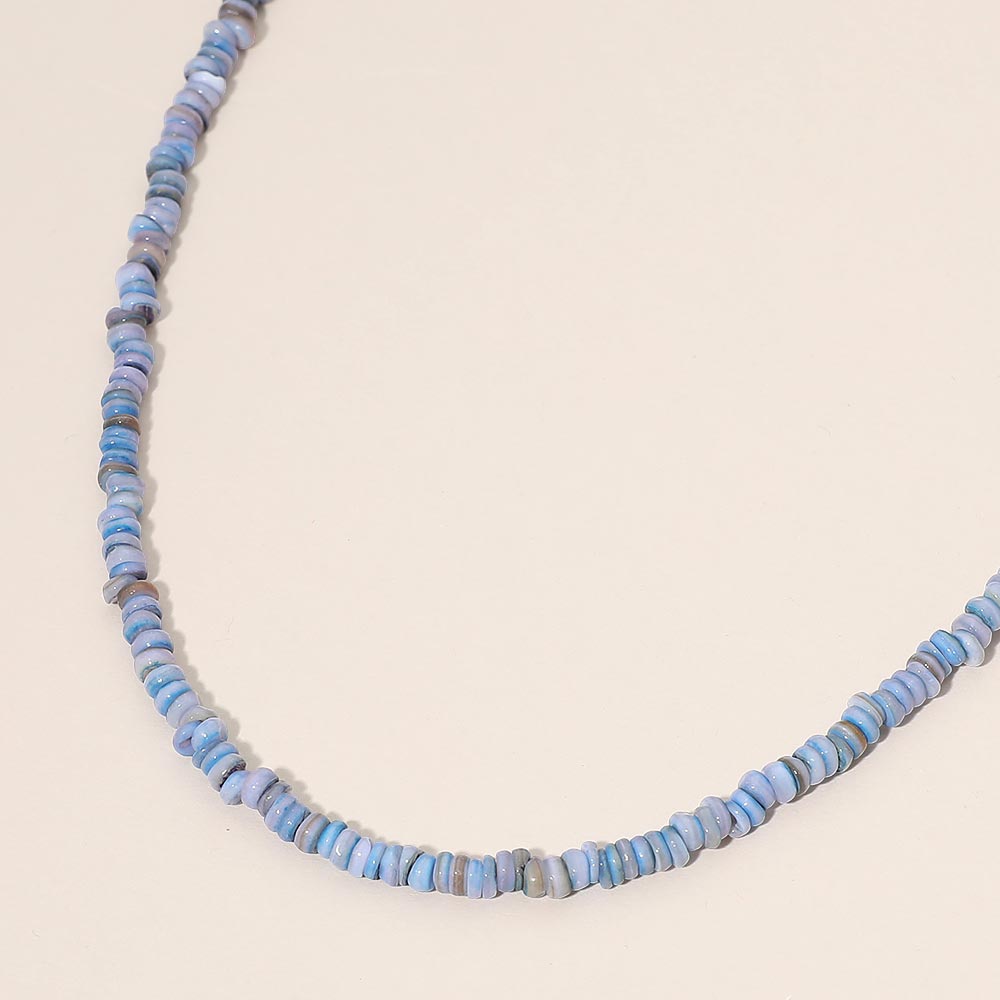 Minimal Seed Beaded Necklace in Blue & Gold