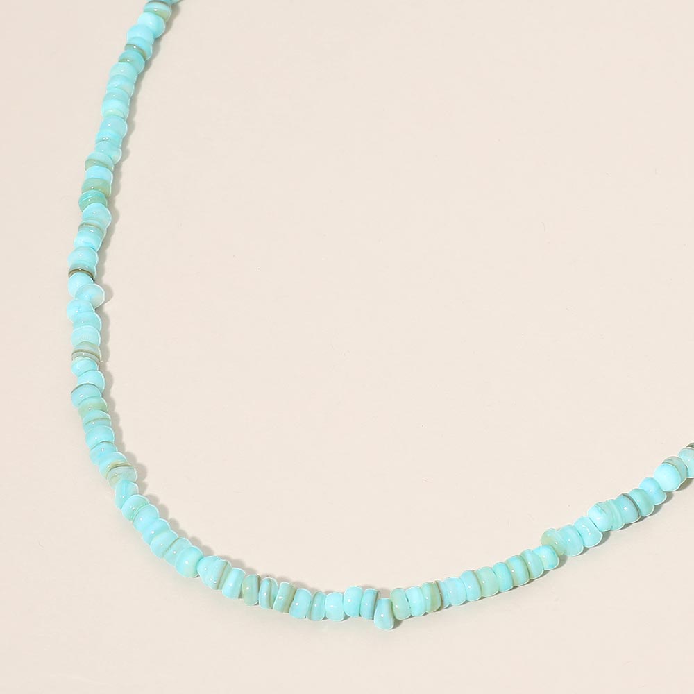 Minimal Seed Beaded Necklace in Gold & Turquoise