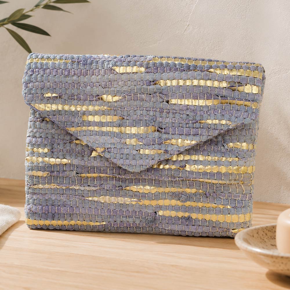 Boho Textured Envelope Clutch Crossbody Bag in Purple