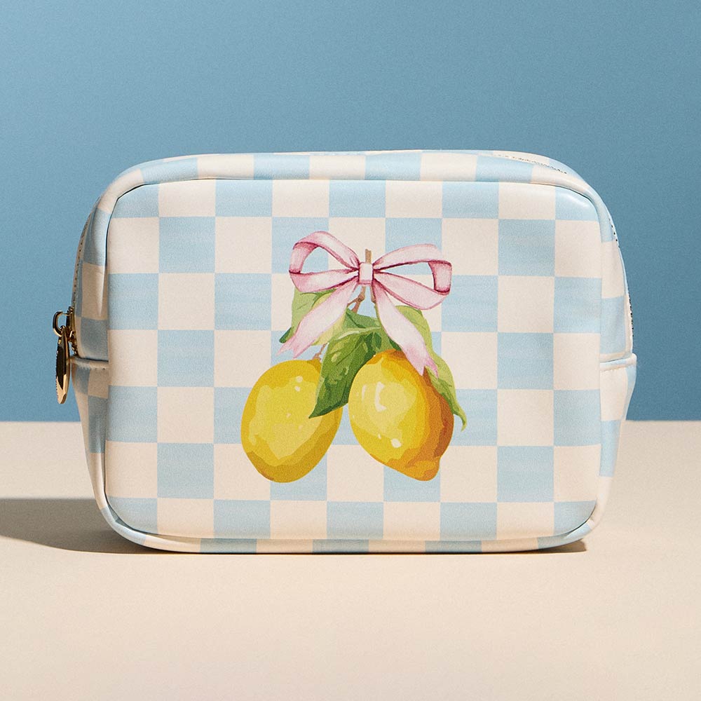 Lemon Bow Print Portable Cosmetic Pouch Bag