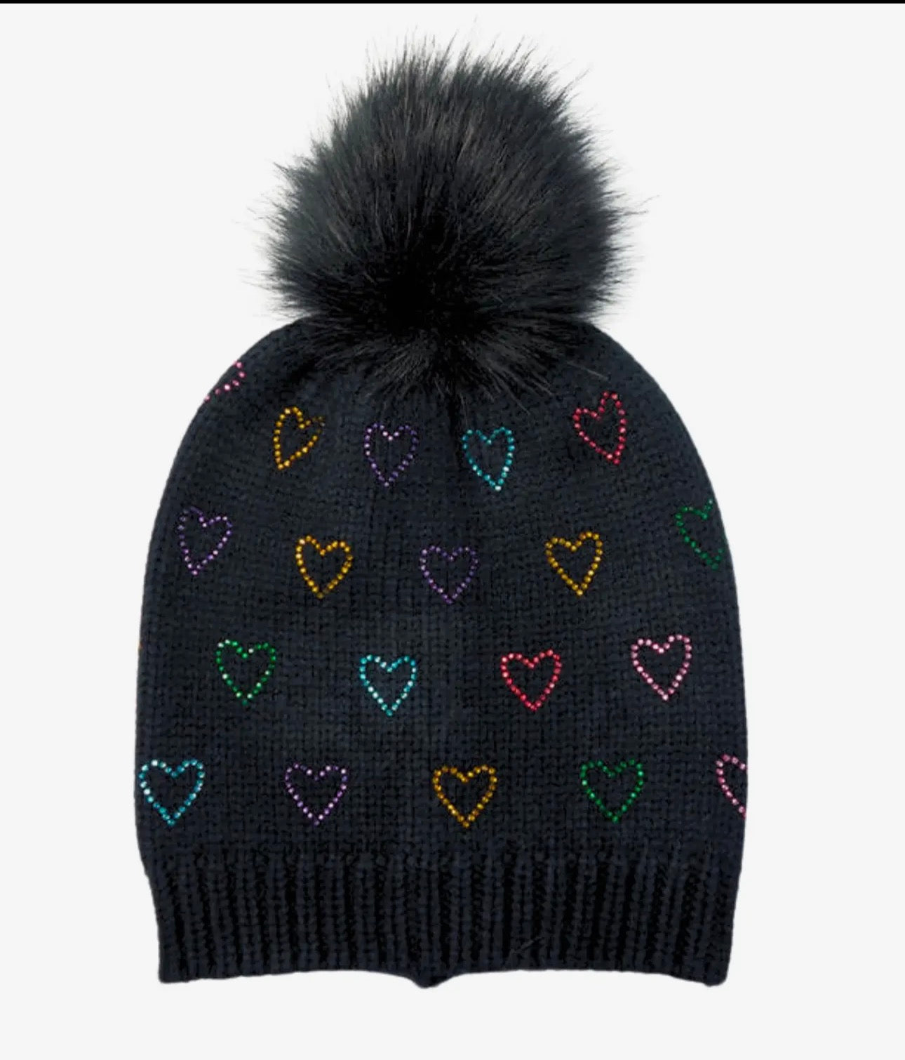 Julie & Judah Heart Rhinestone Beanie in L/XL