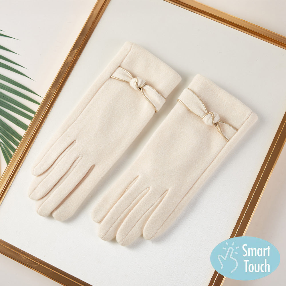 Cozy Bow Knot Accent Smart Touch Gloves
