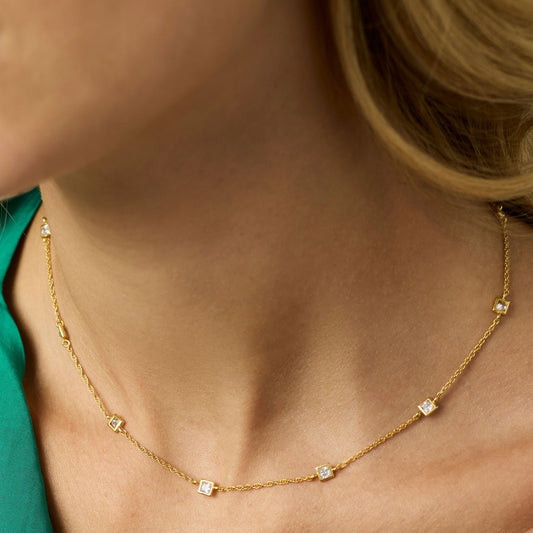 Jolie Delicate Station Necklace in Cubic Zirconia