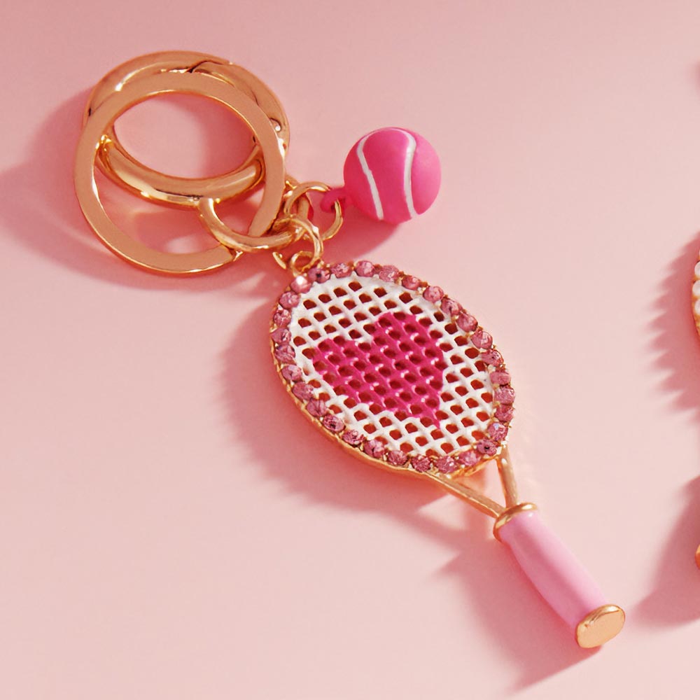 Heart Tennis Locket Ball Keychain / Bag Charm