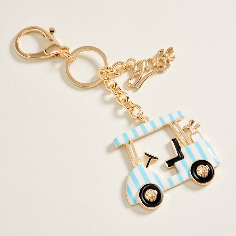 Golf Cart Charm Drop Keychain Bag Charm in Blue