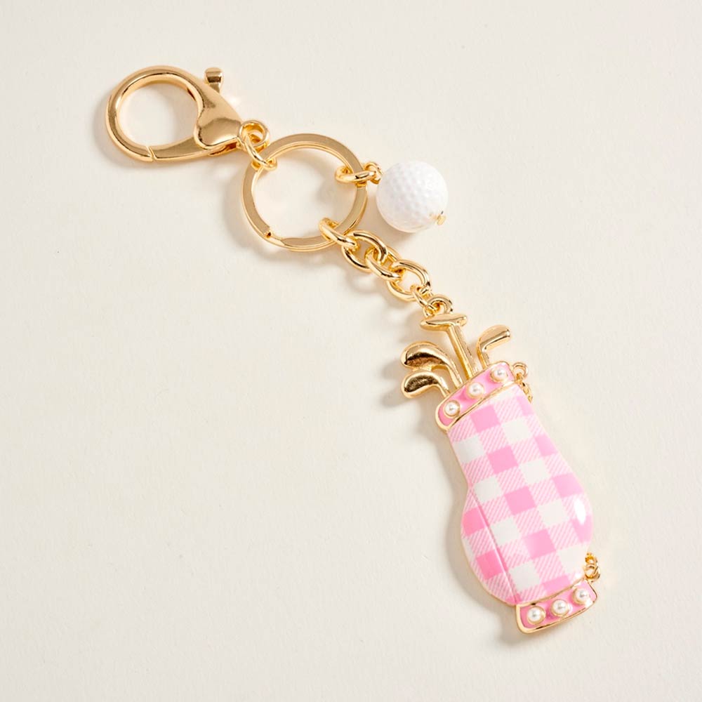 Golf Bag Charm Drop Keychain Bag Charm in Pink