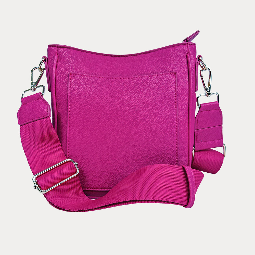 Madelyn Vegan Pebble Leather Messenger in Raspberry