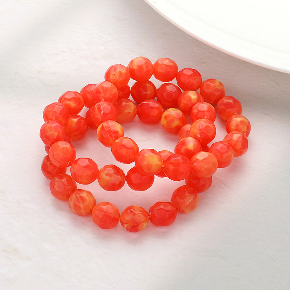3PCS - Faceted Beaded Stretch Multi Layered Bracelets in Orange