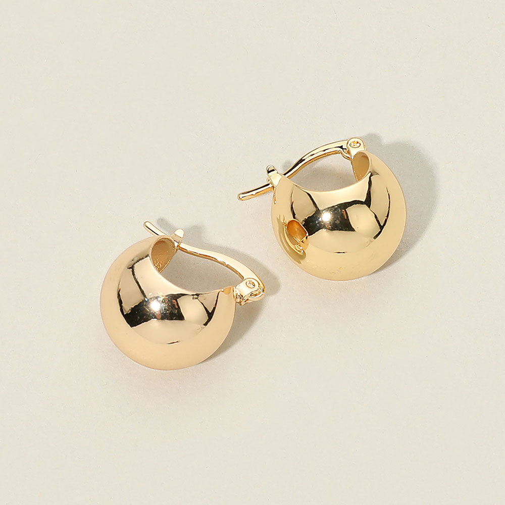 Chunky Dome Pin Catch Hoop Earrings