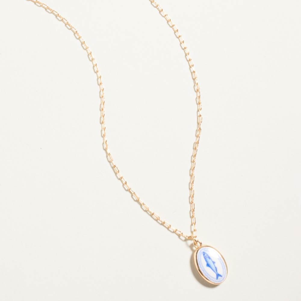 Coastal Sardine Tile Pendant Necklace