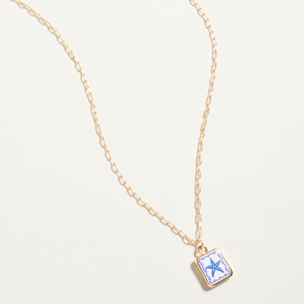 Coastal Starfish Tile Pendant Necklace