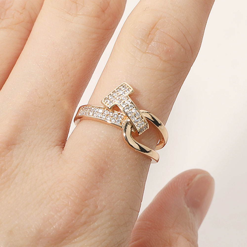 CZ Pave Letter T Wrap Ring