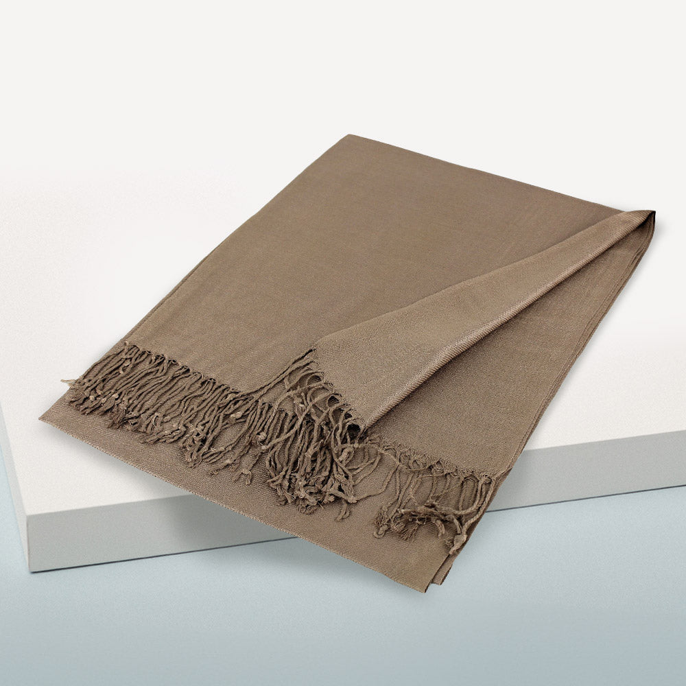 Solid Color Pashmina Scarf Shawl Tan