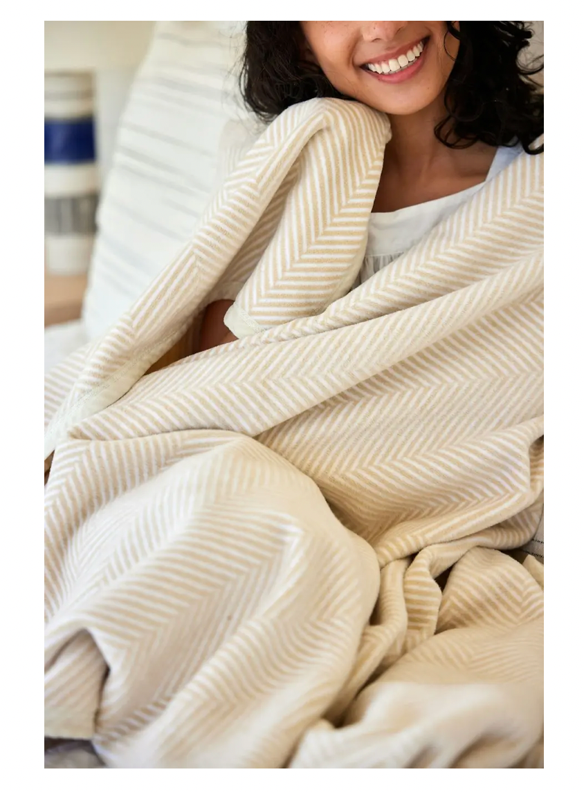 Harbor view herringbone cream blanket original