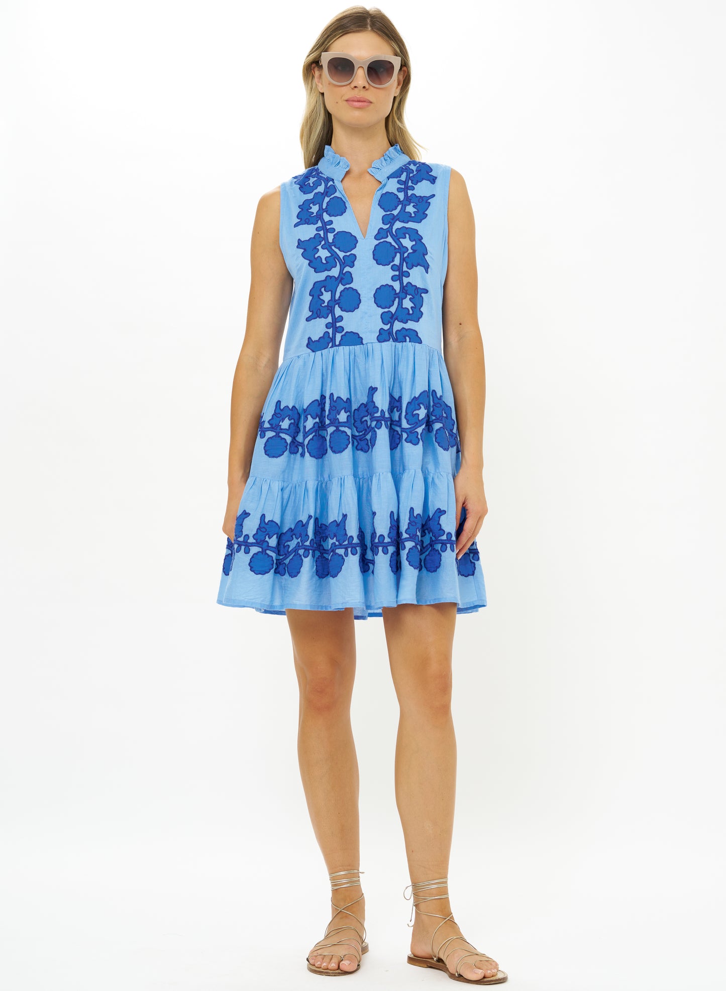 Yoke Dress in Tangier Blue