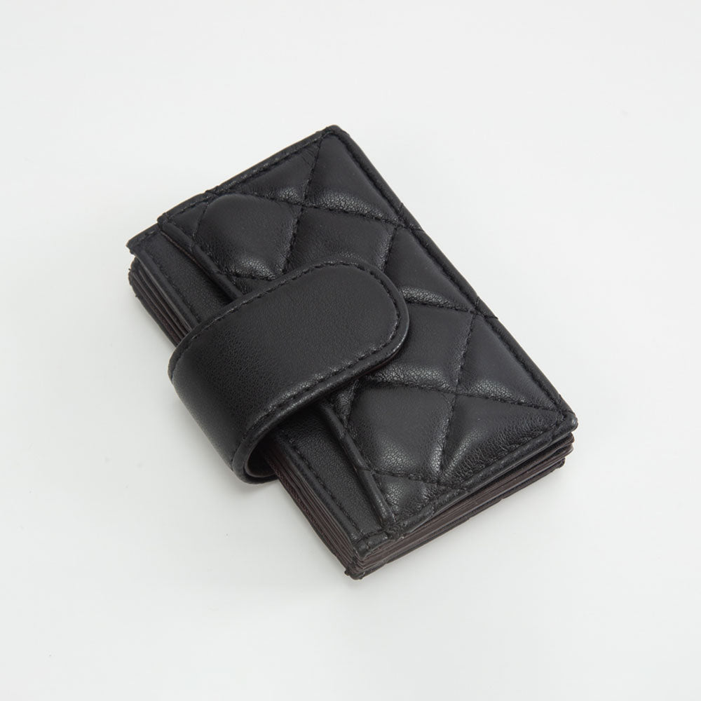 Quilted Faux Leather Snap Closure Card Holder Wallet