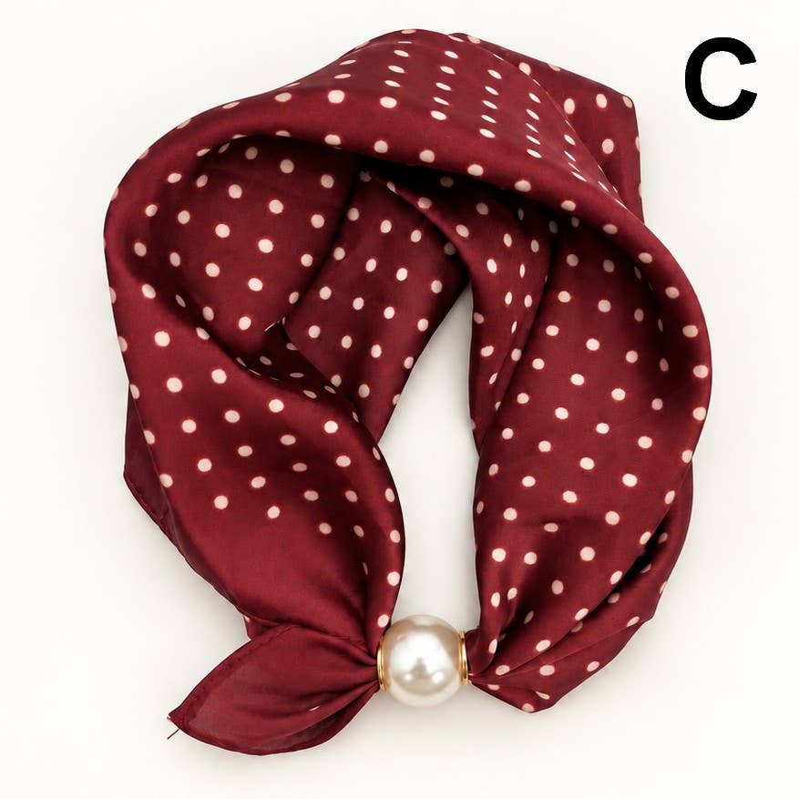 Silk Feel Pearl Magnetic Clasp Scarf Necklace | C