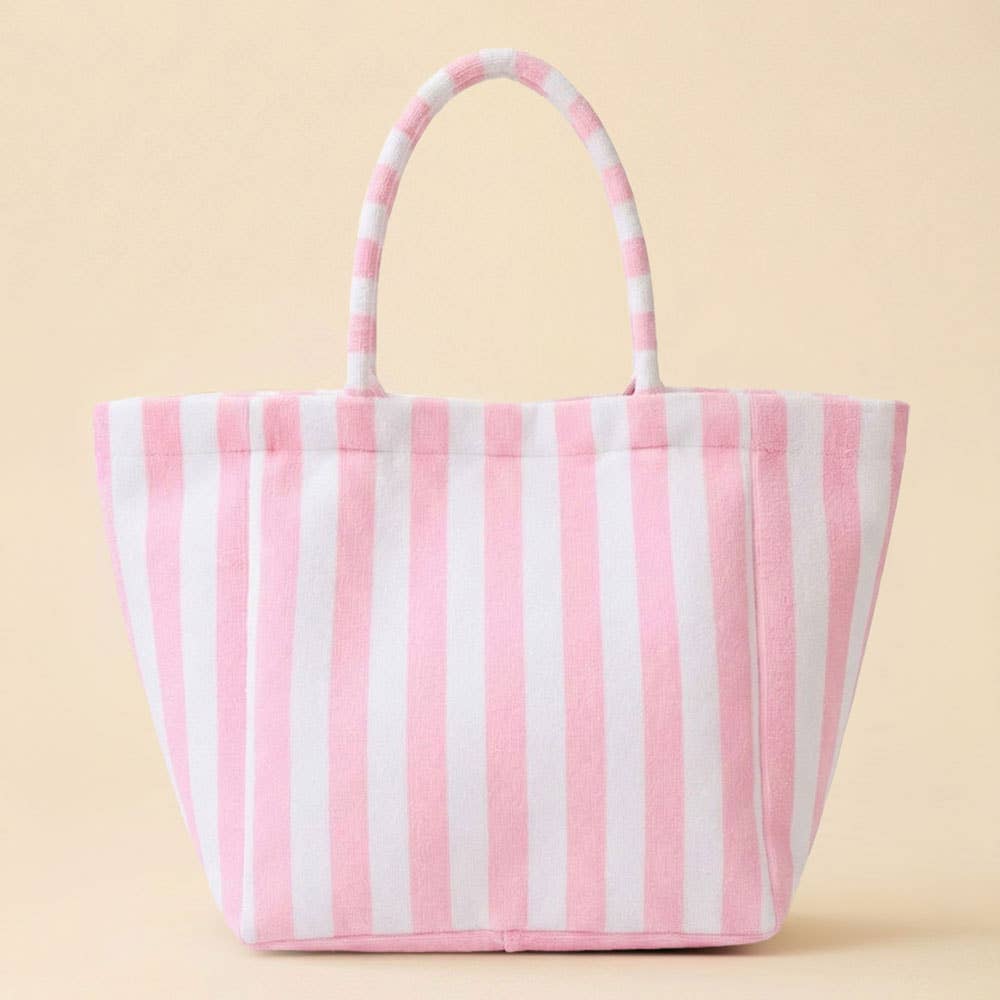 Striped Terry Tote Bag: Pink